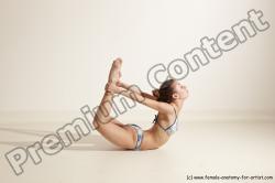 Swimsuit Gymnastic poses Woman White Moving poses Slim long brown Dynamic poses Academic